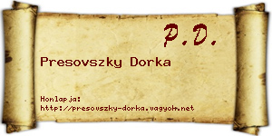 Presovszky Dorka névjegykártya